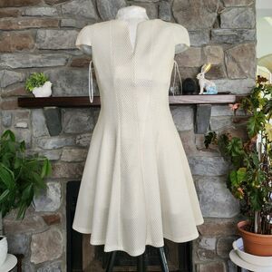 Julia Jordan Ivory Fit and Flare Dress with Gold Metallic Detail Size 12 NWOT